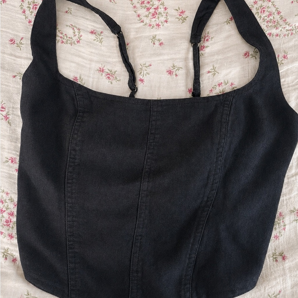 Abercrombie & Fitch Black Square-Neck Crop Top